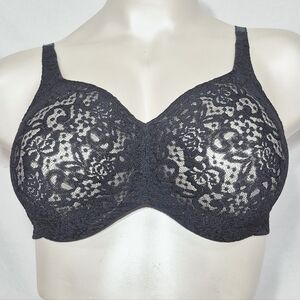 40DD Wacoal 65547 Full Figure Halo Lace Underwire Bra Black